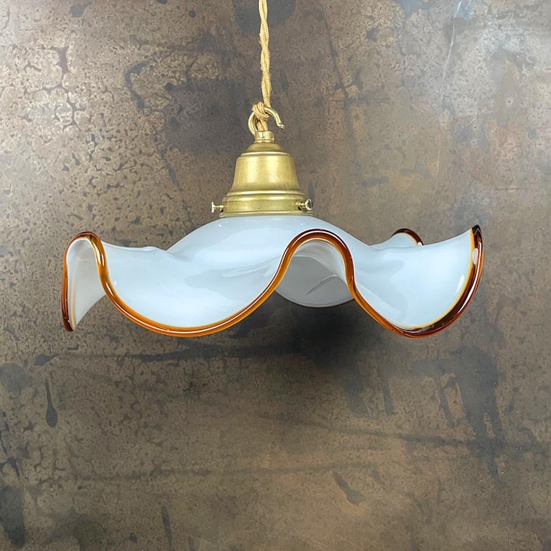 Luminaire Vintage Opaline Drapée Blanche 1950