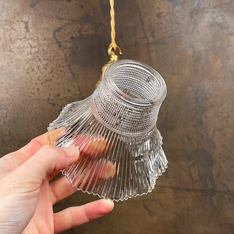Vintage Striated Tulip Light Fixture 1930