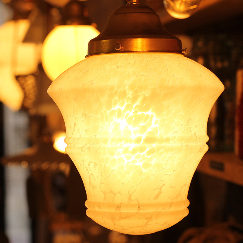 Opaline ancienne luminaire suspension verre art déco nacre vintage 1930
