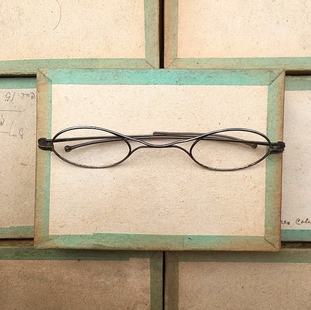 lunette ancienne métal XIX ème 1880 1870 titane paladium vue soleil solaire anatole retro pliable