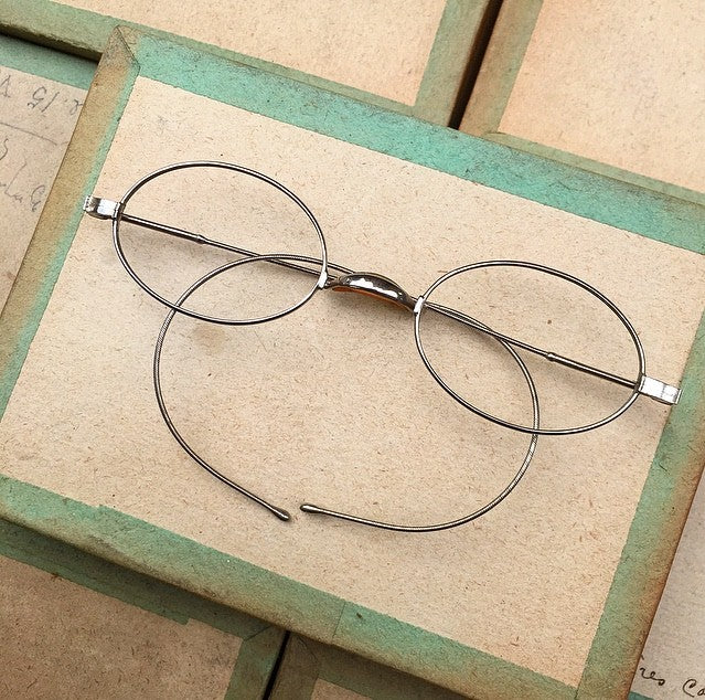 lunette ancienne métal XIX ème 1880 1870 titane paladium vue soleil solaire edgar retro petite écaille