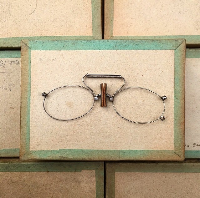 lunette ancienne métal XIX ème 1880 1870 titane paladium vue soleil solaire pince nez fernand lorgnon binocle