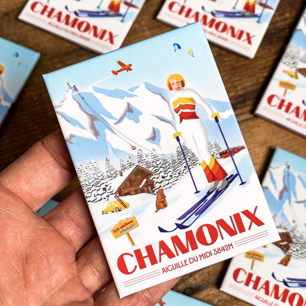 marinette magnet goodies aimant frigo collection merchandising chamonix ski montagne ateliers vintage lyon