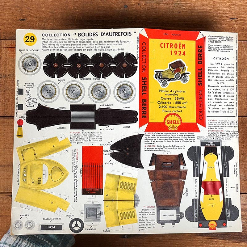 maquette découpage collection shell berre voiture à monter planche cartonné carton ancienne garage 1960 1970