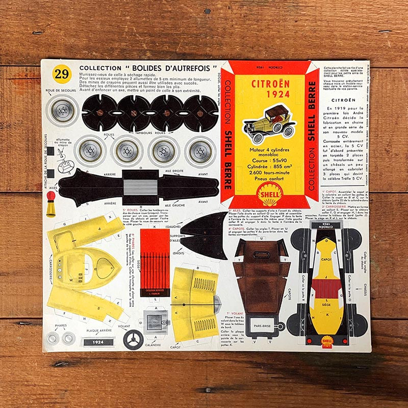 maquette découpage collection shell berre voiture à monter planche cartonné carton ancienne garage 1960 1970