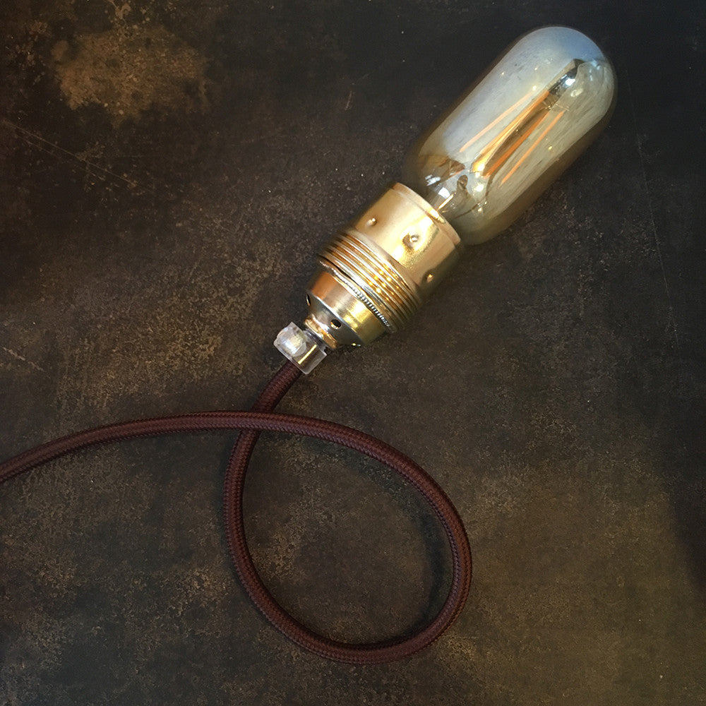 cable electrique fil textile vintage tissu marron rond lampe luminaire style ancien