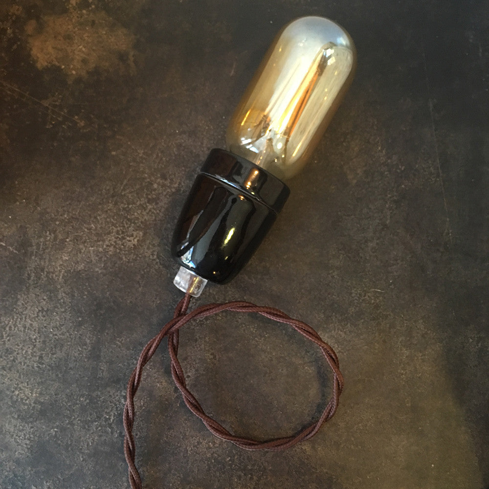 cable electrique fil textile vintage tissu marron torsadé lampe luminaire style ancien