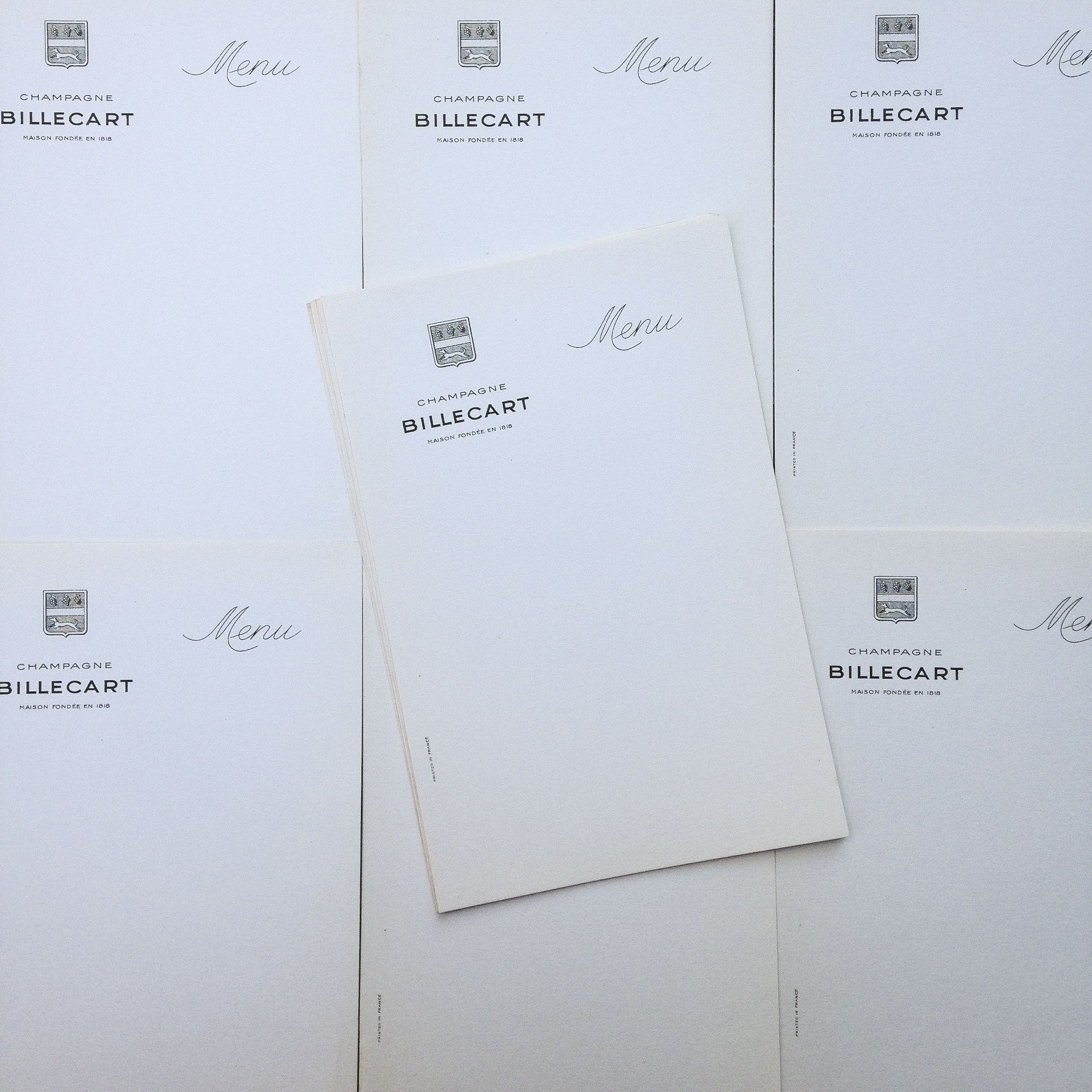 menu champagne papier billecart ancien vintage alcool vignoble imprimerie bistrot bar restaurant 1950