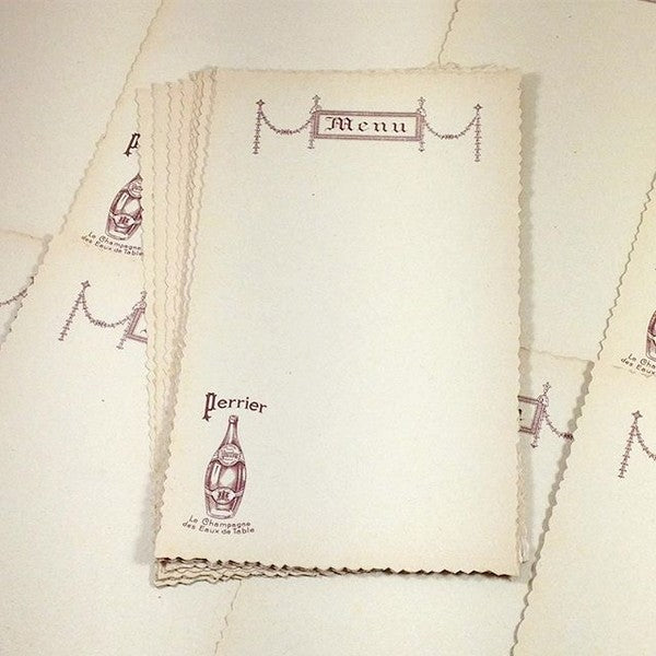 menu papier restaurant ancien perrier eau source 1960 vintage