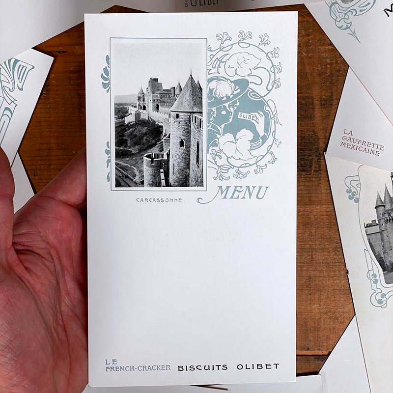 menu publicitaire ancien biscuits olibet 1920 1930 ancienne illustration site touristique vintage