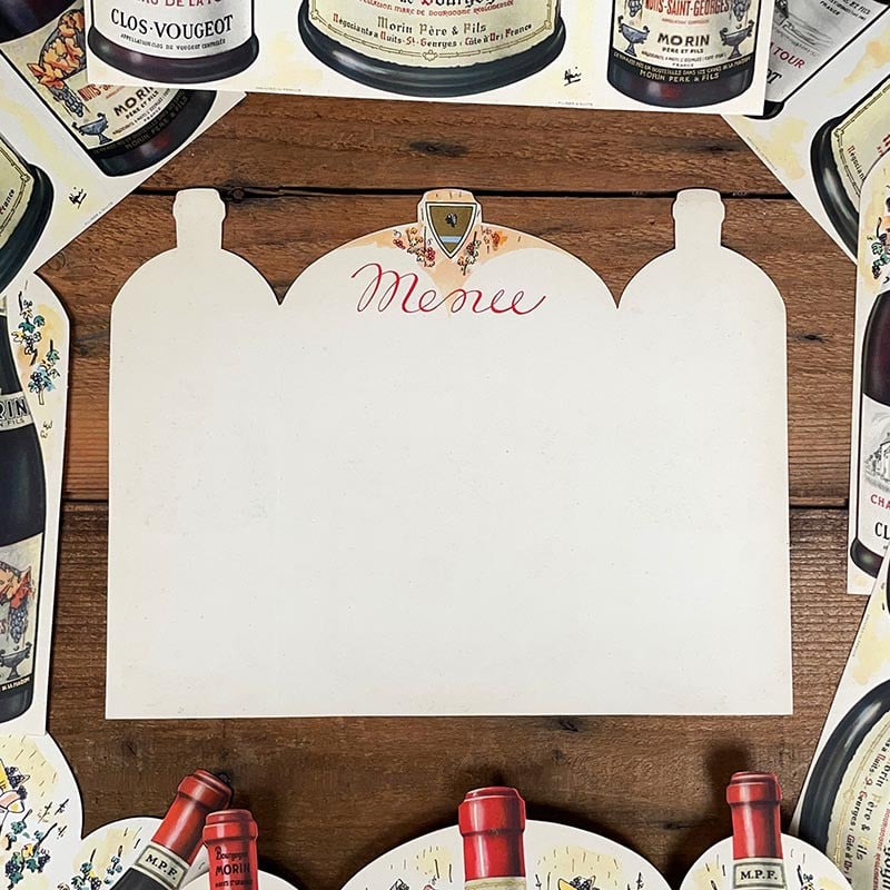 menu vin marc morin ancien vintage alcool imprimerie bistrot bar restaurant 1950 1940