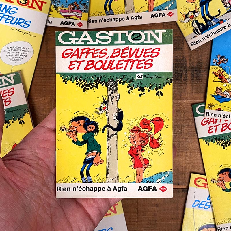 mini bd gaston lagaffe bande dessinée publicitaire agfa photo cadeau miniature petite vintage 1990 1996