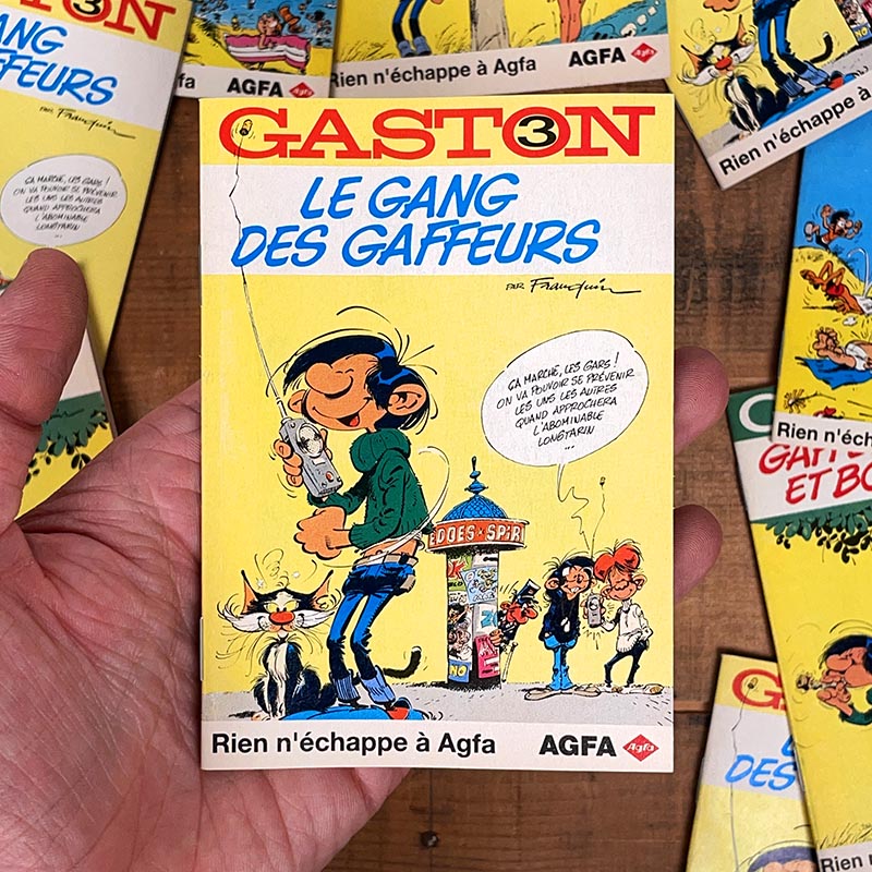 mini bd gaston lagaffe bande dessinée publicitaire agfa photo cadeau miniature petite vintage 1990 1996