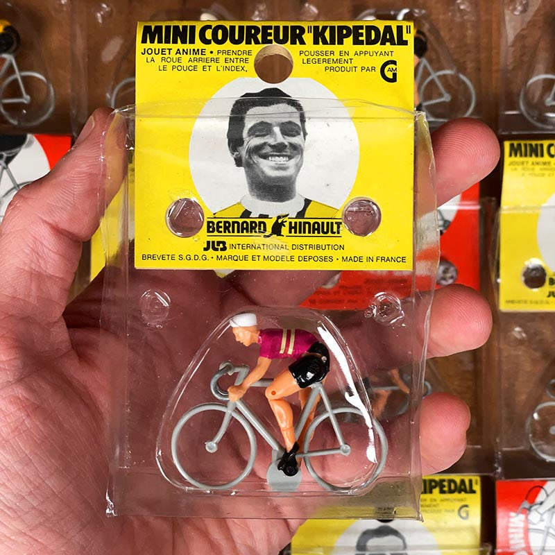 jouet mini coureur kipedal bernard hinault ancien 1980 1990 miniature cycliste pédalier