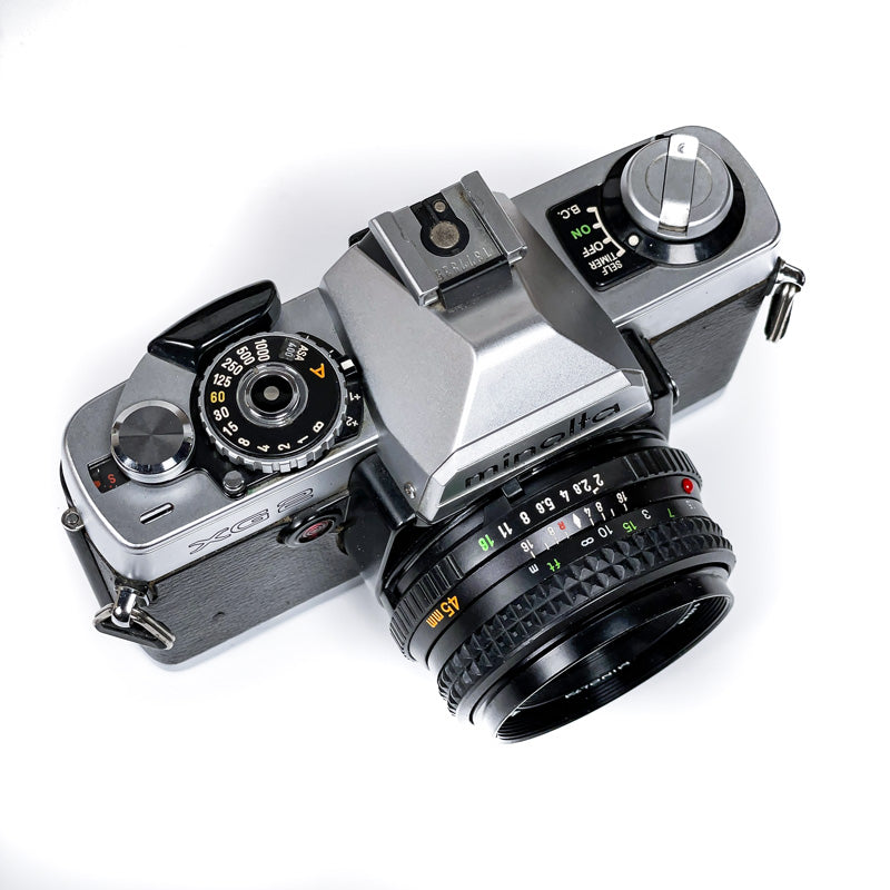 minolta xg2 md rokkor 45mm 2 reflex film argentique pellicule ancien vintage appareil photo photographie 24x36 35mm 135