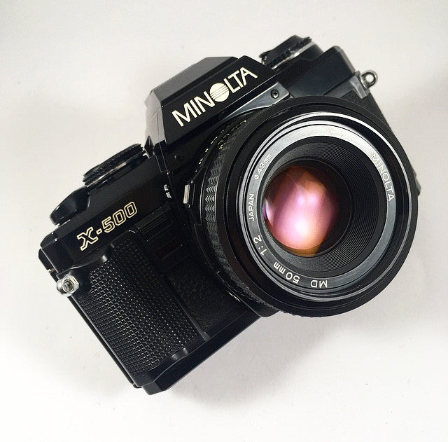 minolta x-500 noir 50mm 2 f2 reflex appareil argentique 35mm vintage ancien