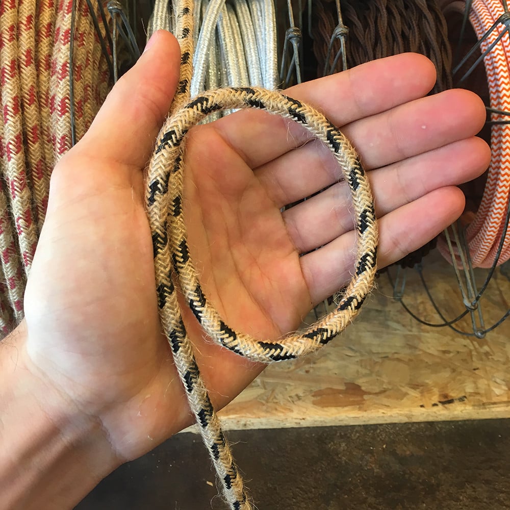cable electrique couleur fil textile vintage tissu marine noir rond chanvre escalade montagne coloré luminaire lampe
