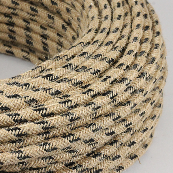 cable electrique fil textile vintage tissu marine noir rond chanvre escalade montagne