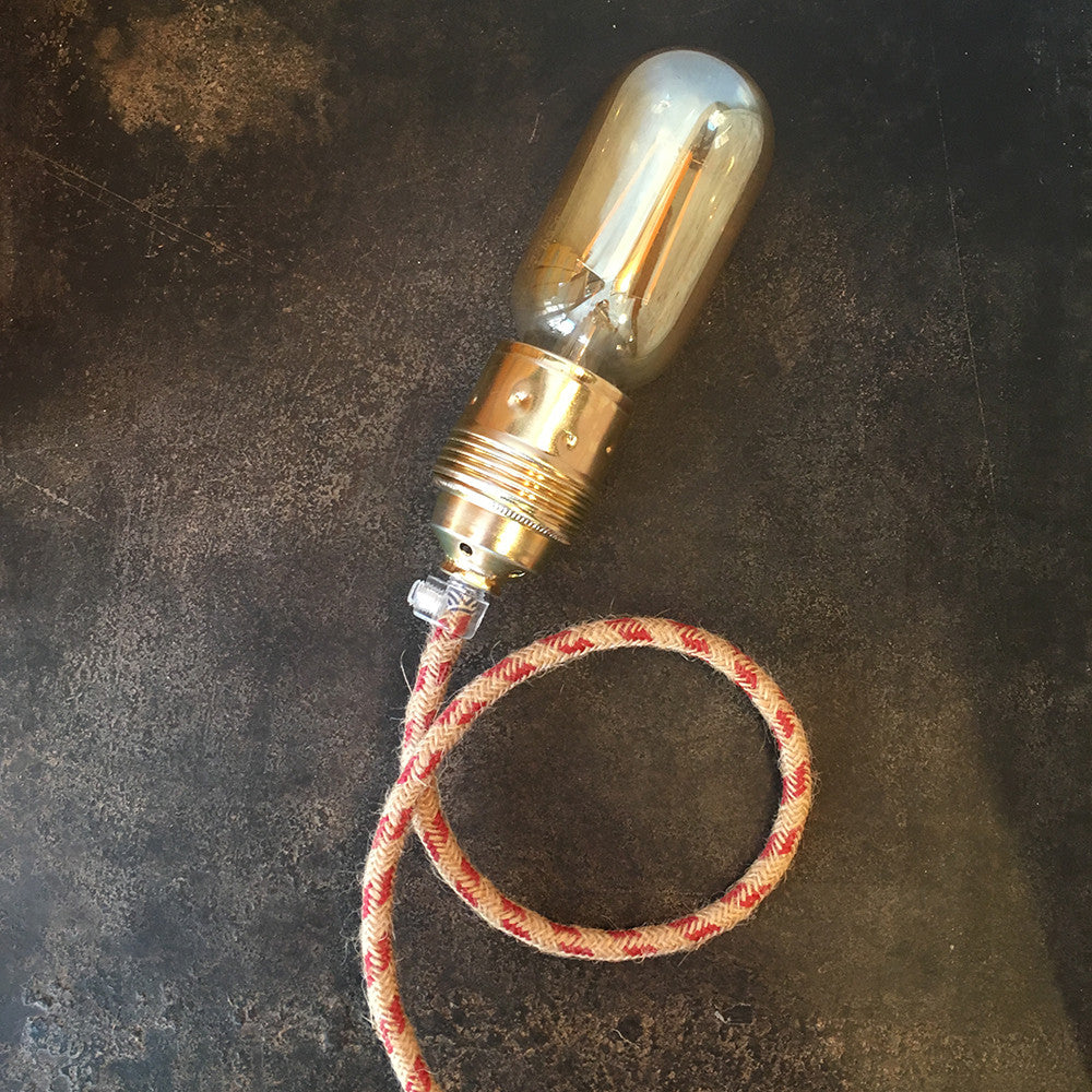cable electrique couleur fil textile vintage tissu marine rouge rond chanvre escalade montagne coloré luminaire lampe