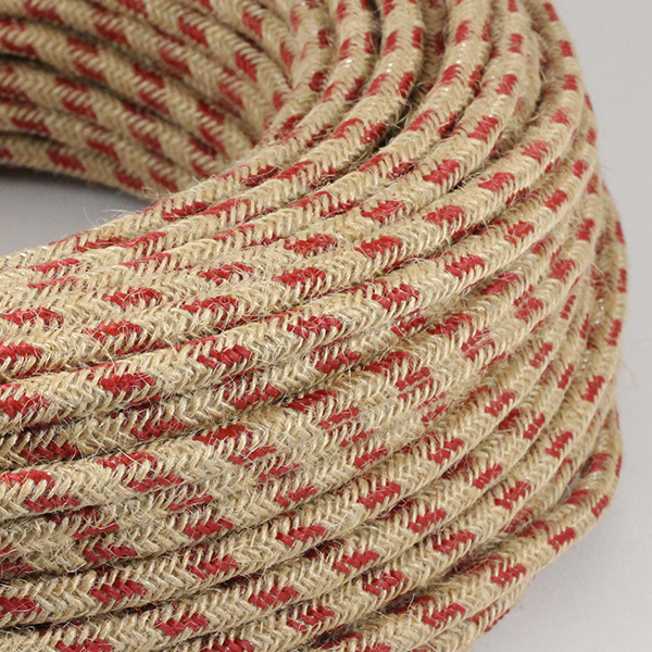 cable electrique couleur fil textile vintage tissu marine rouge rond chanvre escalade montagne coloré luminaire lampe