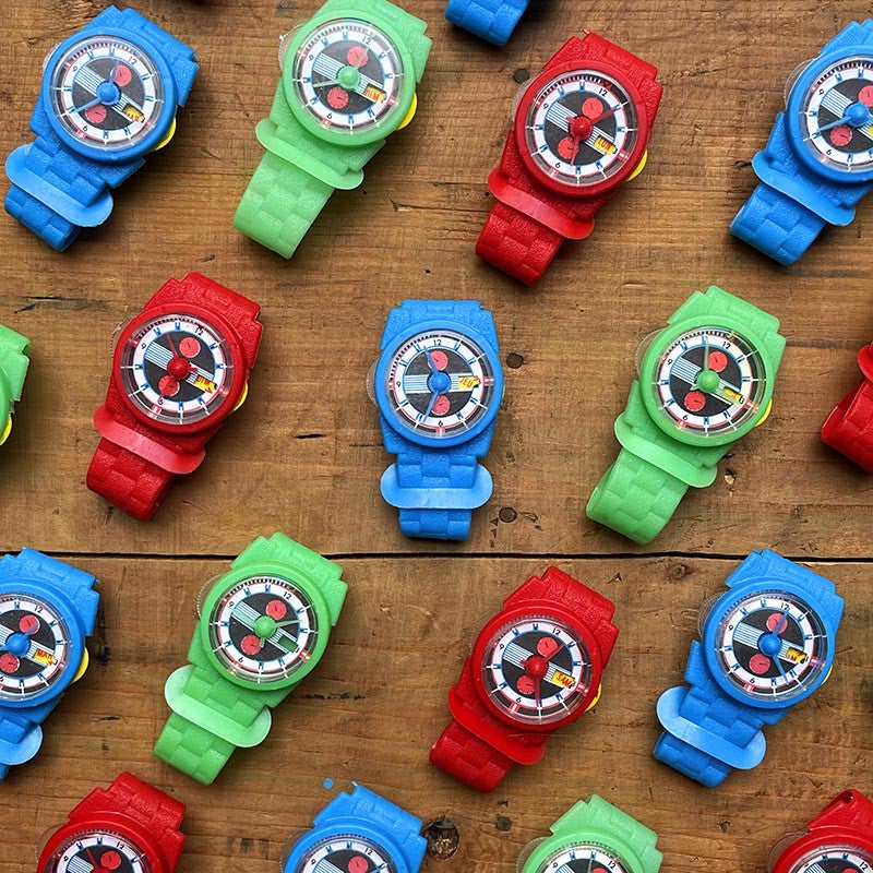 montre pour enfant en plastique jeu jouet de fete forraine forain ancien vintage 1990 coloré couleur
