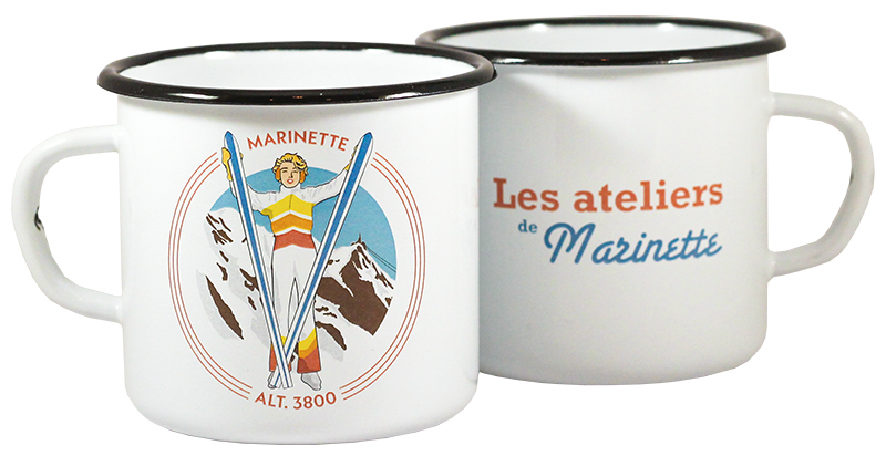 Mug émaillé Les ateliers de Marinette ski chamonix 3800 montagne neige tasse boisson chocolat snow