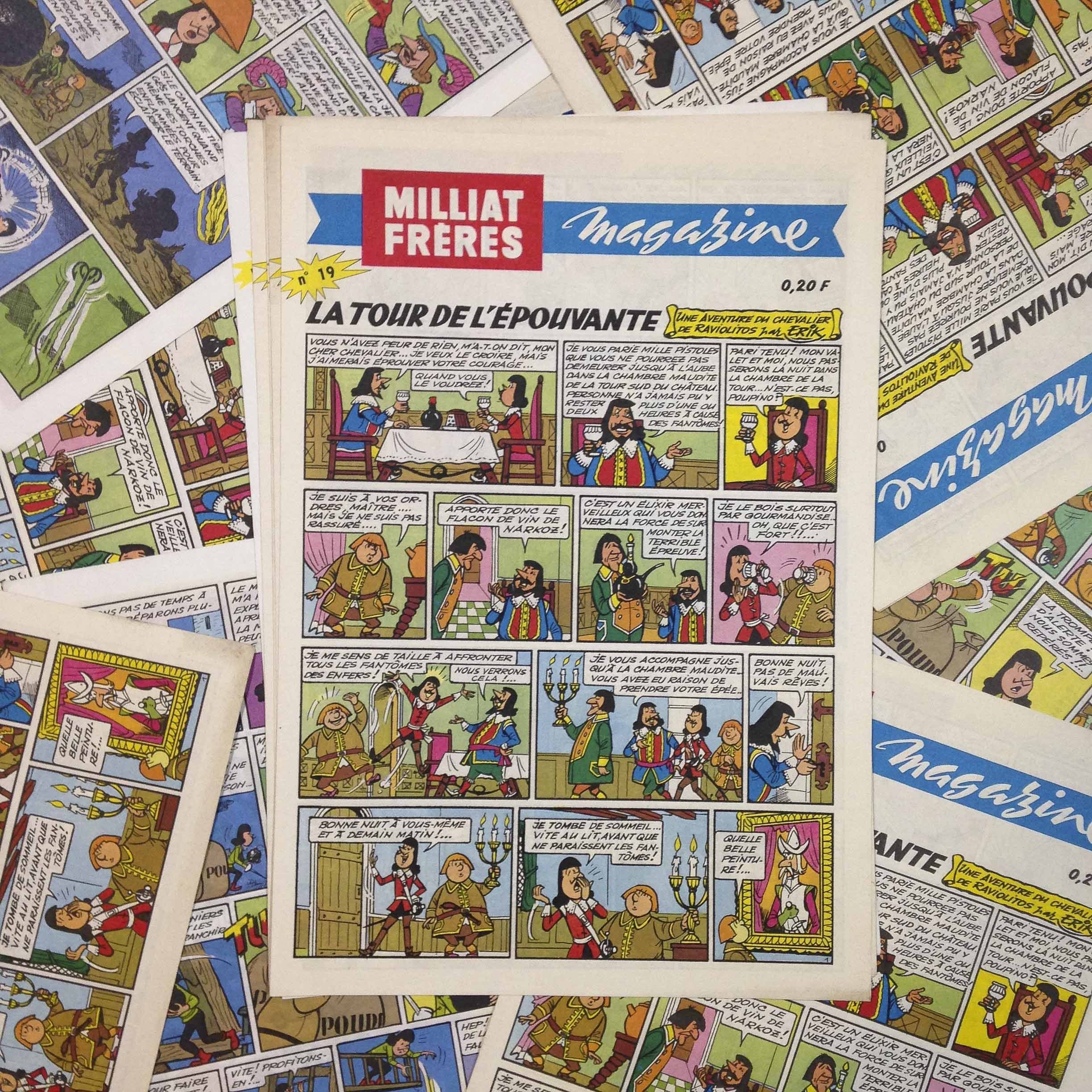 bd bande dessinée frères miliat ancien papier vintage épicerie 1960