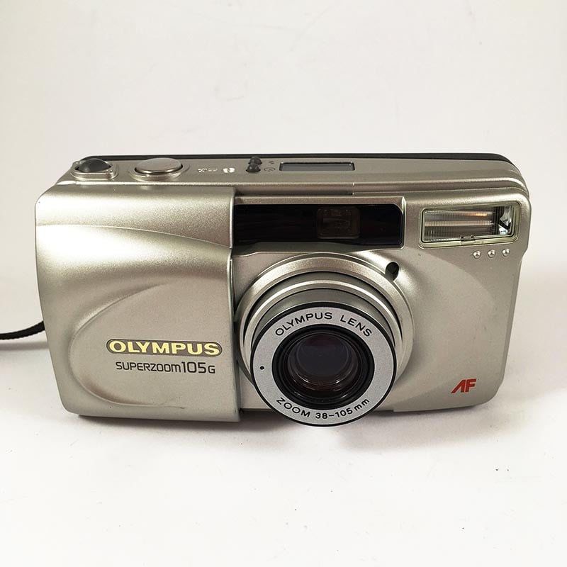 olympus af superzoom 105g zoom point and shoot ancien vintage 38-105mm  argentique 2002 compact camera boite box