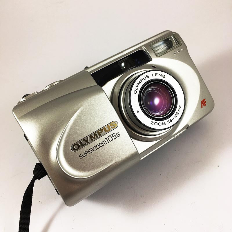 olympus af superzoom 105g zoom point and shoot ancien vintage 38-105mm  argentique 2002 compact camera boite box