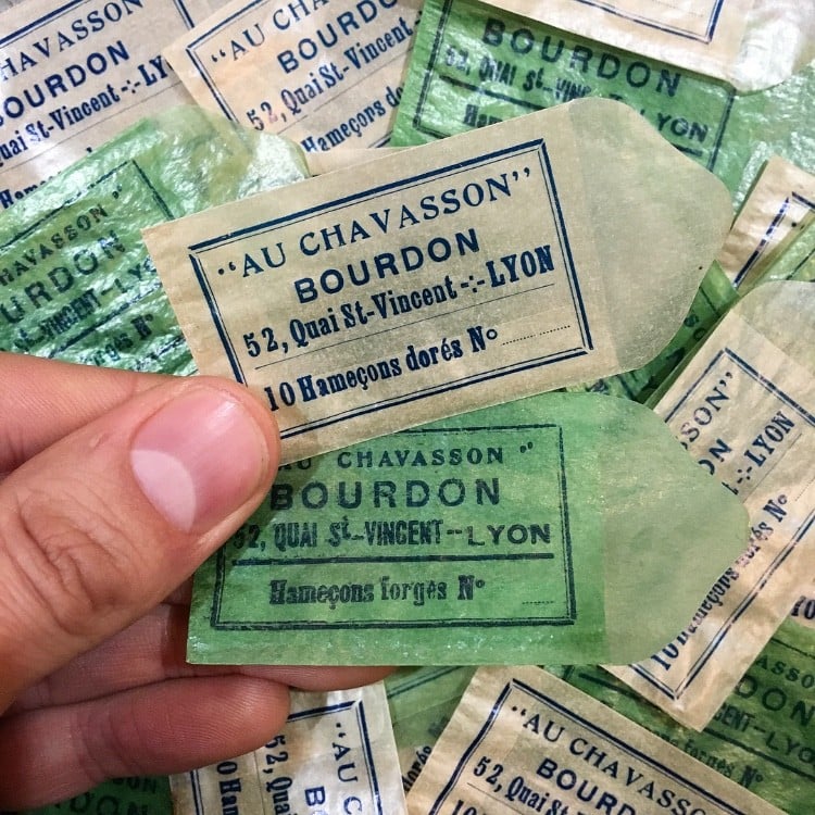 sachets bourdon peche au chavasson vintage  hameçons 1930