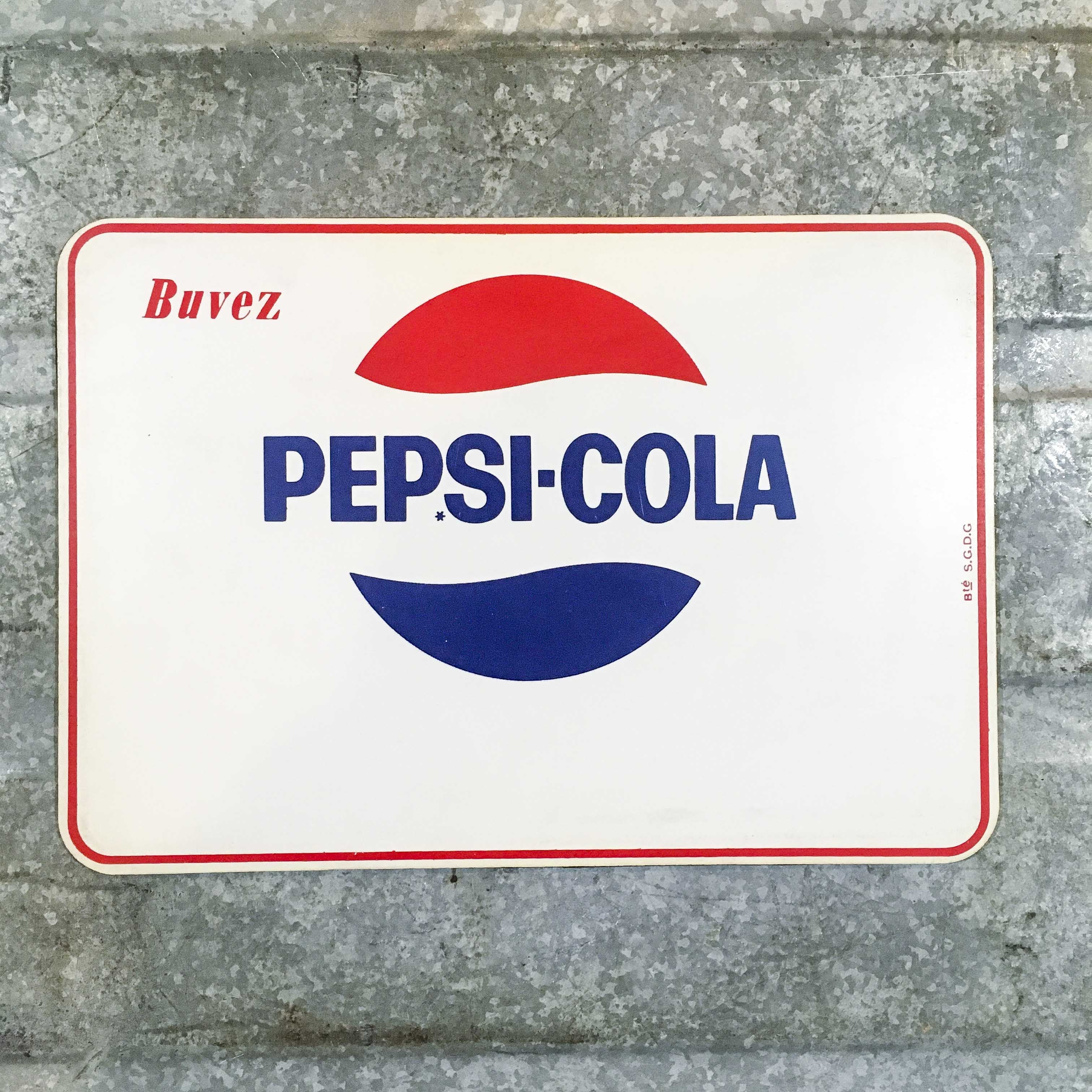 pepsi cola pancarte vitrine miroir ancien vintage bar bistrot 1970