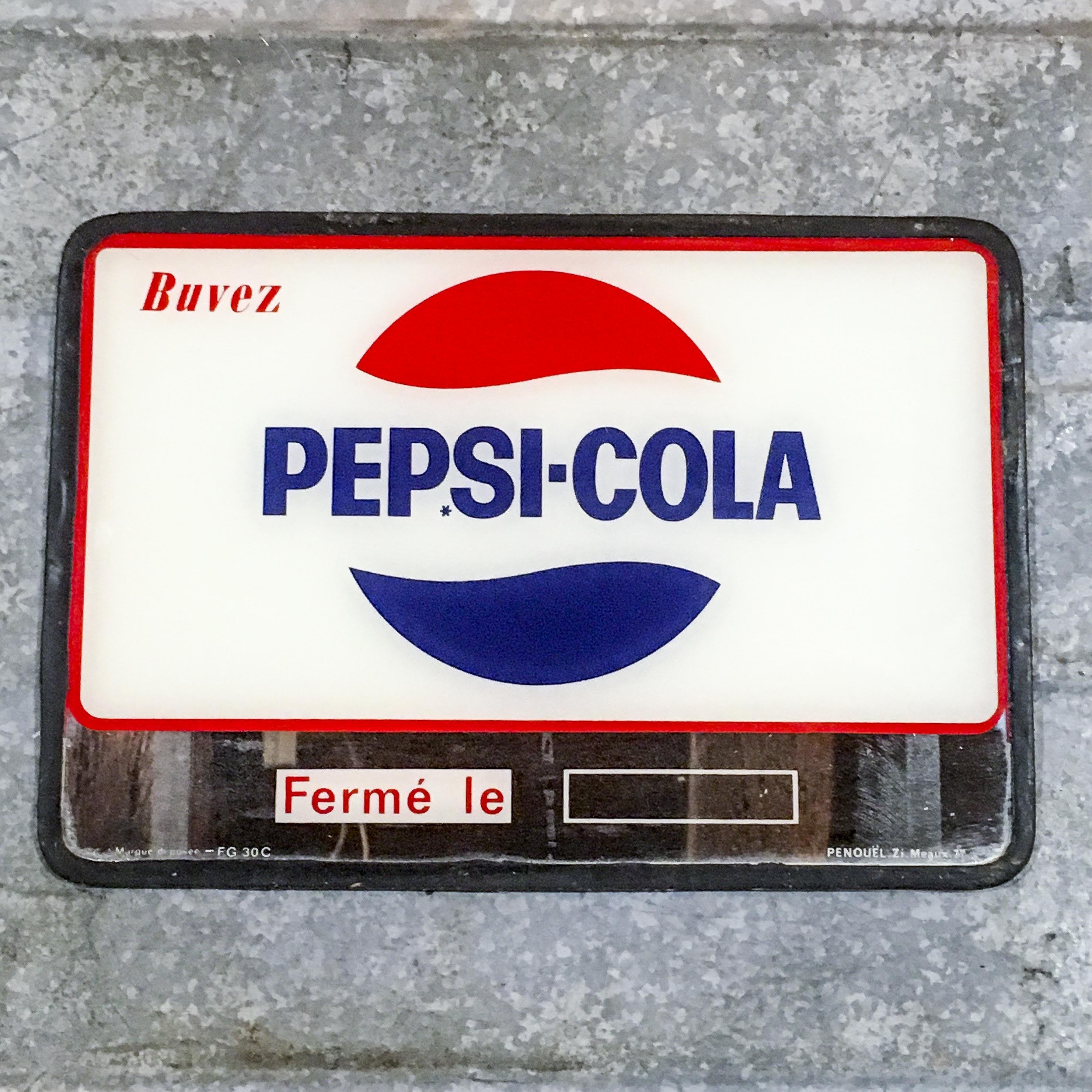 pepsi cola pancarte vitrine miroir ancien vintage bar bistrot 1970