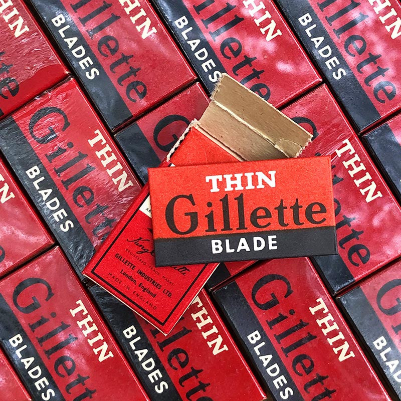 paquet de lames de rasoir anciennes barbe barbier acier ancien 1950 1960 Gillette Thin blades