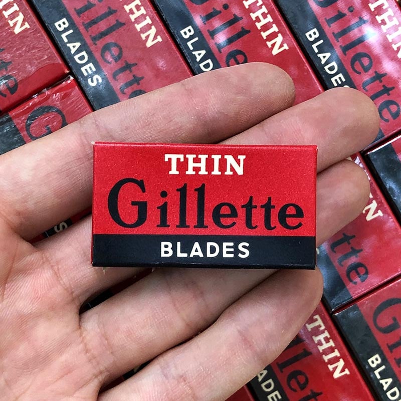 paquet de lames de rasoir anciennes barbe barbier acier ancien 1950 1960 Gillette Thin blades