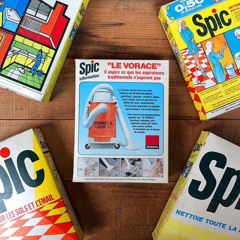 paquet lessive Spic carrelage ancien vintage carton franc épicerie 1970 1980