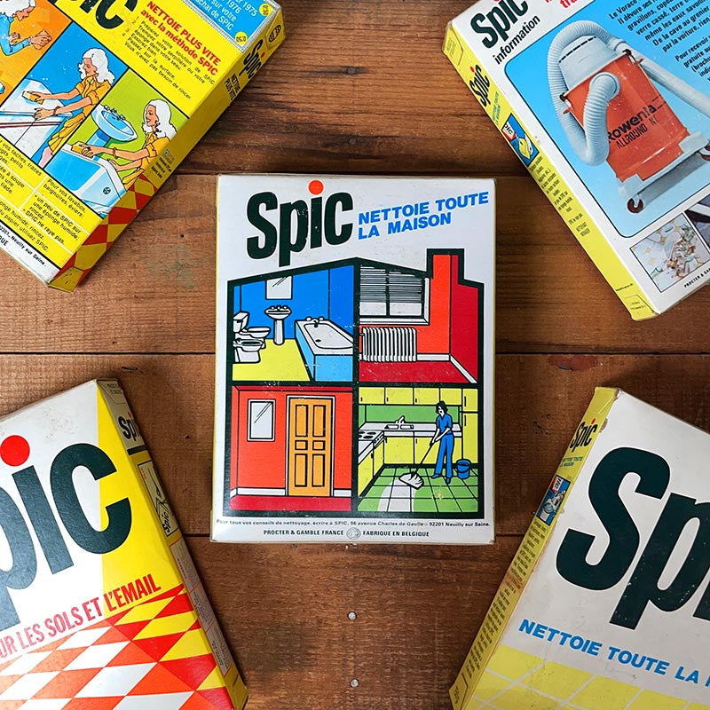 paquet lessive Spic carrelage ancien vintage carton franc épicerie 1970 1980