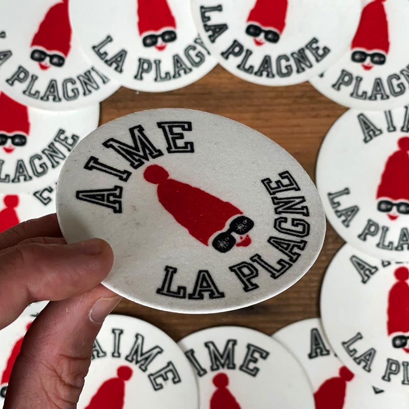 patch station de ski snow aime la plagne savoie sport hiver 1990 ancien vintage broderie atelier rond