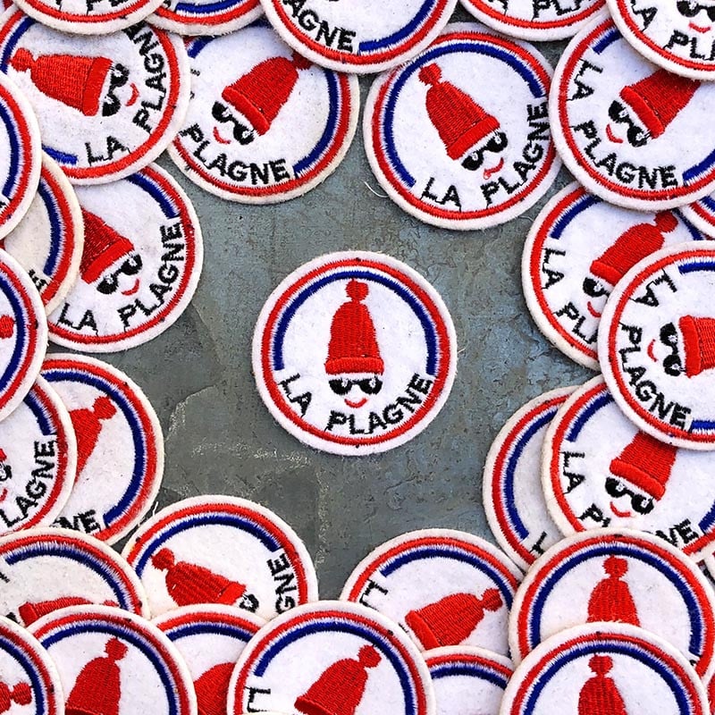 patch station de ski snow la plagne savoie sport hiver 1990 1992 ancien vintage broderie atelier rond