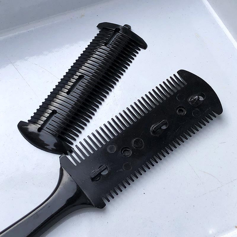 peigne rasoir coiffure coiffeur lame ouverture salon ancien 1960 plastique ancien vintage