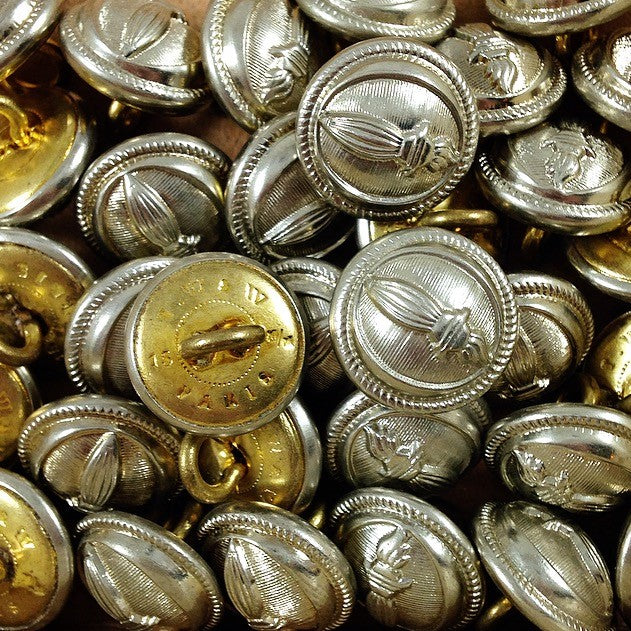 bouton métallique vintage ancien crs france laiton 15mm