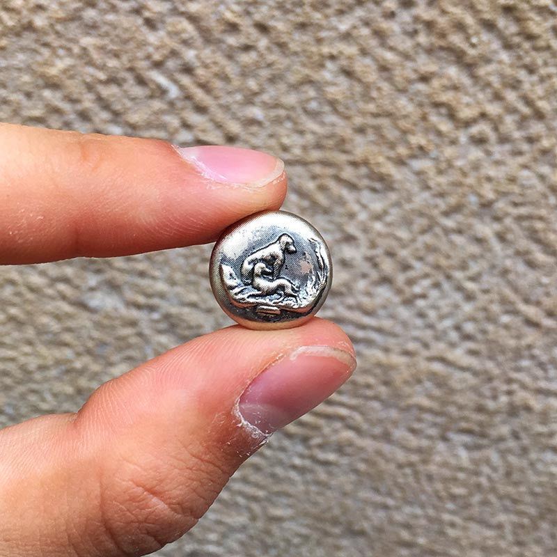 bouton ancien vènerie argent TW&W Paris 15mm 1930 Ancien Vintage chasse chasseur