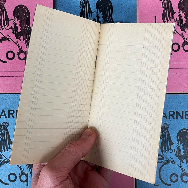 carnet ancien papier le coq papeterie bleu rose 1950 1960 école