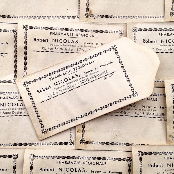 petit sachet ancien pharmacie art deco blanc 1930