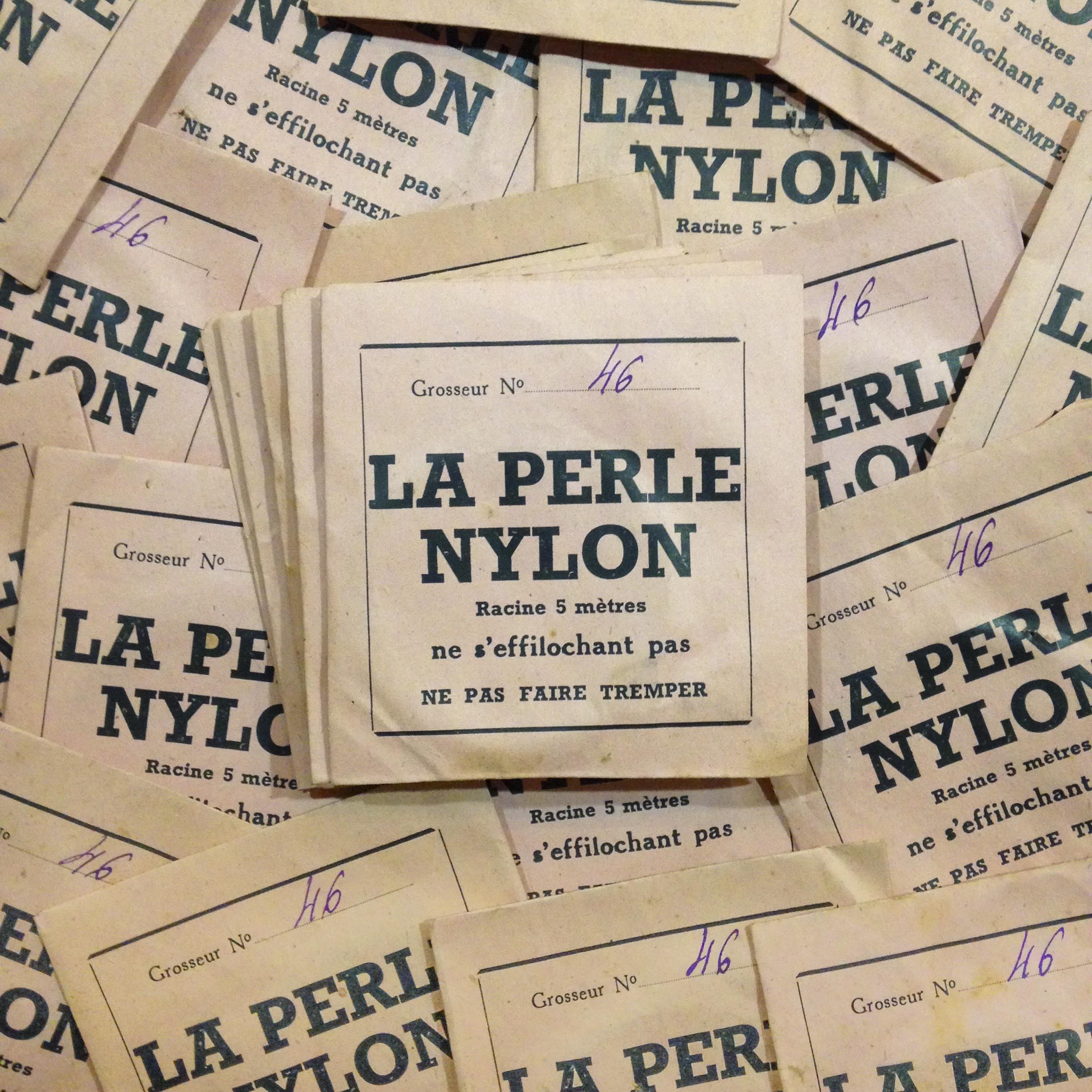 la perle nylon papier sachet fil pêche poisson ancien vintage magasin 1930