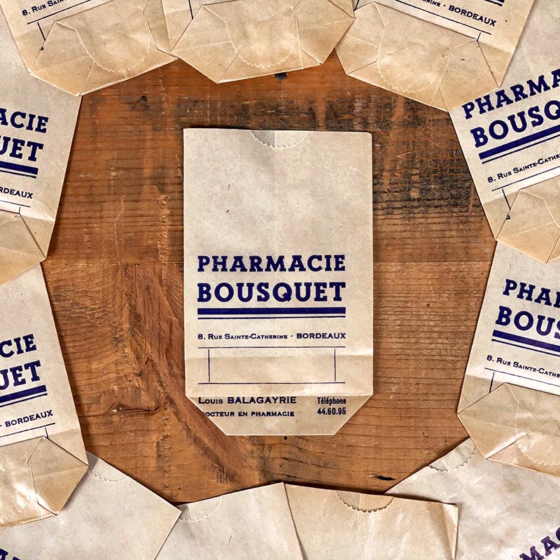 petit sachet ancien soufflet pharmacie bousquet bordeaux petite taille 1950