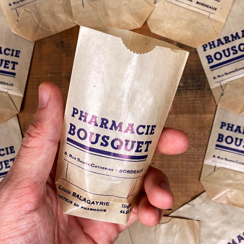 petit sachet ancien soufflet pharmacie bousquet bordeaux petite taille 1950