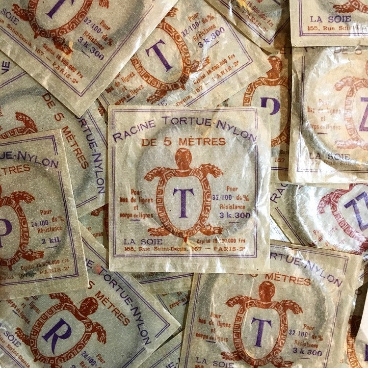 sachet fil pêche racine tortue nylon poisson ancien vintage racine