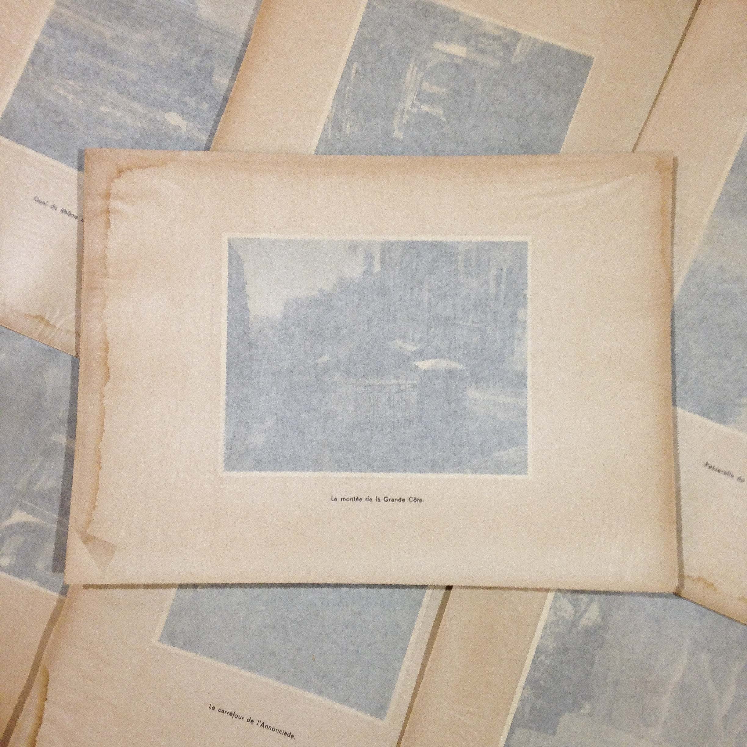 montée grande côte gravure héliogravure ancien blanc et demilly noir et blanc lyon papier 1930 bouquiniste