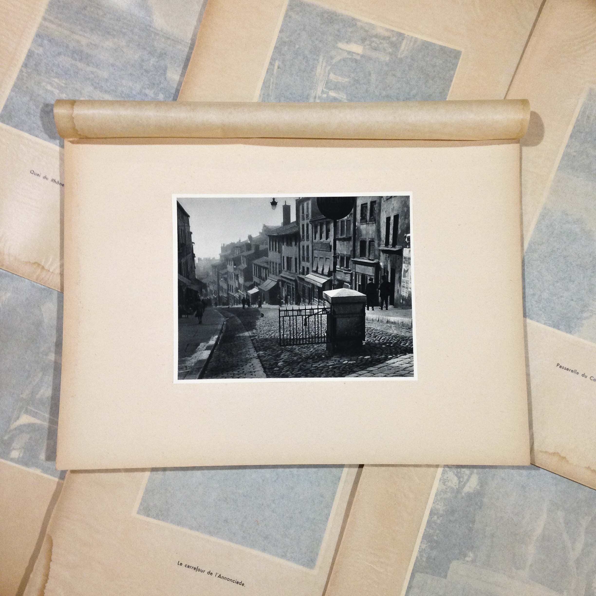 montée grande côte gravure héliogravure ancien blanc et demilly noir et blanc lyon papier 1930 bouquiniste