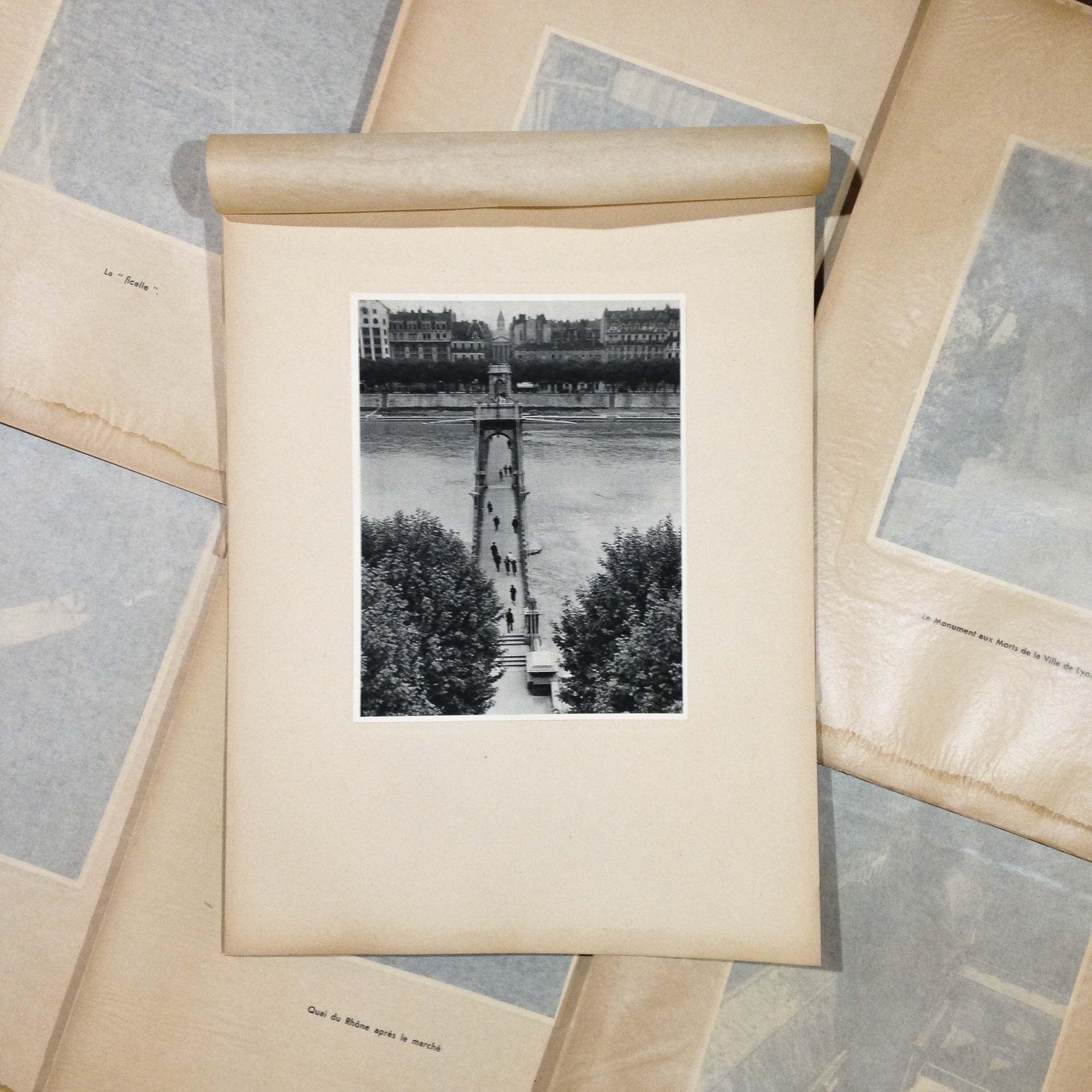 passerelle collège gravure héliogravure ancien blanc et demilly noir et blanc lyon papier 1930 bouquiniste